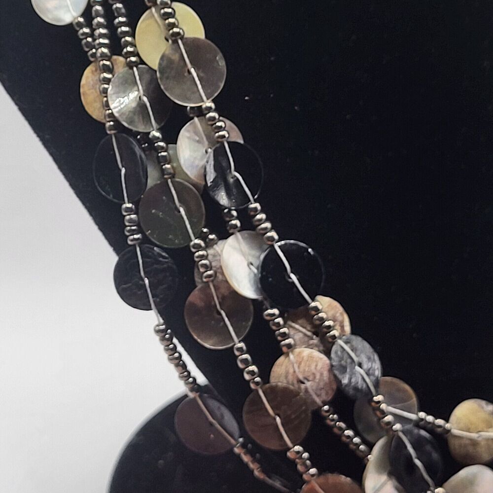 Bohemian Chic Abalone Shell Button Necklace 20in Mother of Pearl